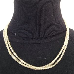 3 strand handcut yellow citrine beads sterling 20"